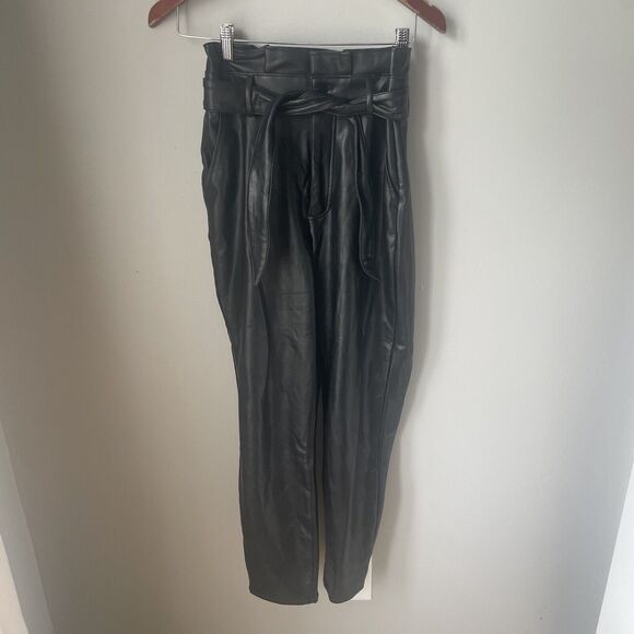 Abercrombie + Fitch Faux Leather Paper Bag Waist Pant Size Small - Picture 4 of 14